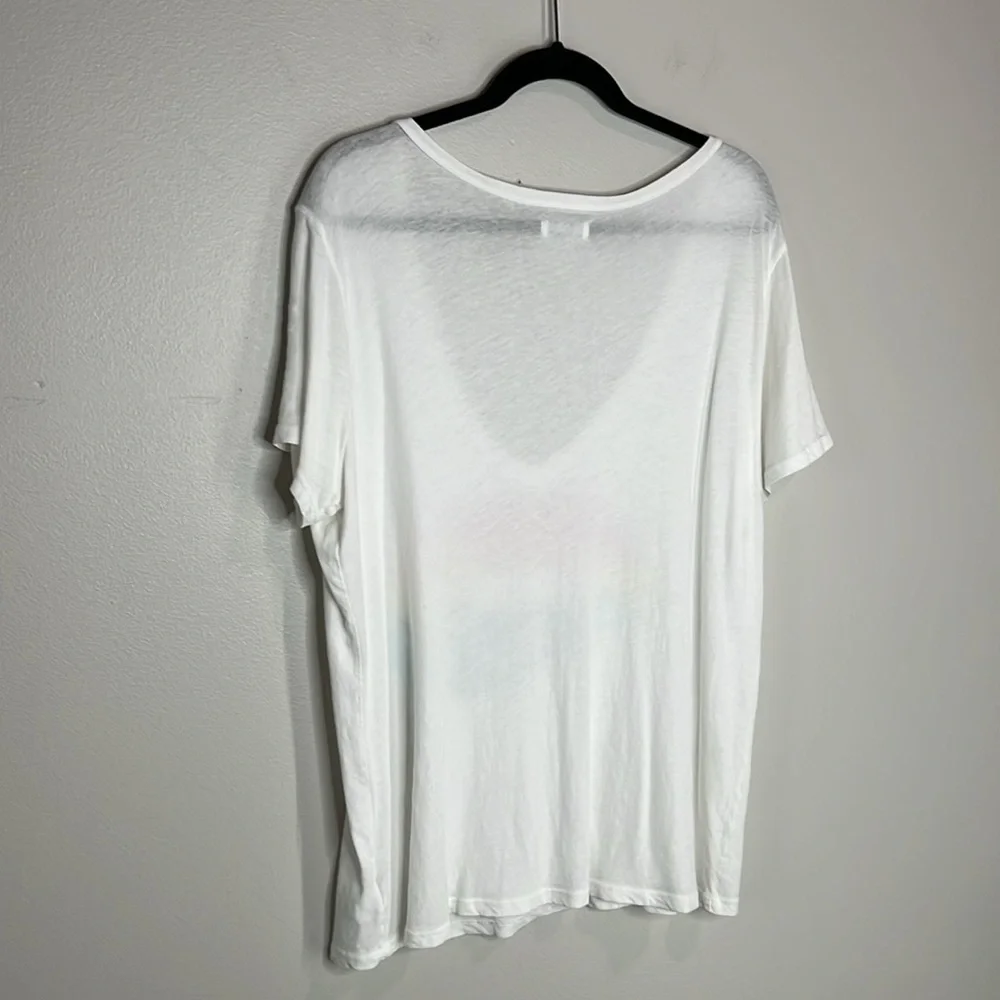 Lauren Moshi Cruz Rainbow Lip deep v neck oversized lip bite slouchy tee size XL - Picture 8 of 9